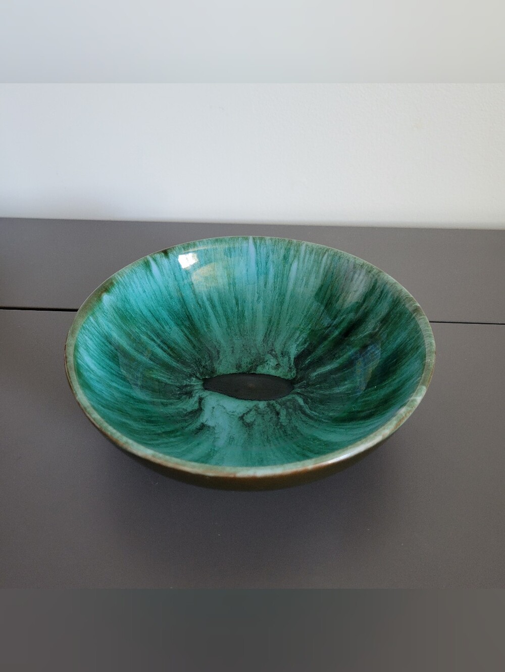 Vintage Canadian Blue Mountain Pottery Catch All Bowl Green Ceramic Bowl